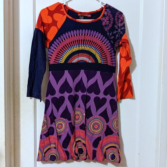 Desigual Rainbow Girl’s Dress Boho Multi-Color Sequins Size 13/14 yrs - Picture 1 of 7